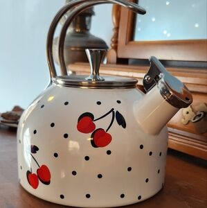 Kate Spade Tea Kettle Vintage Cherry Dot New In Box